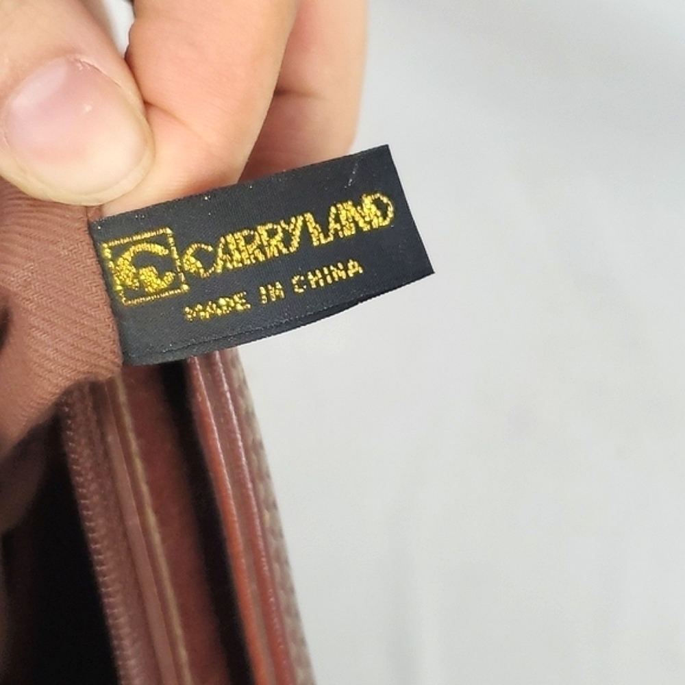 Vintage‎ Carryland Green Argyle Leather Bag - Picture 7 of 7